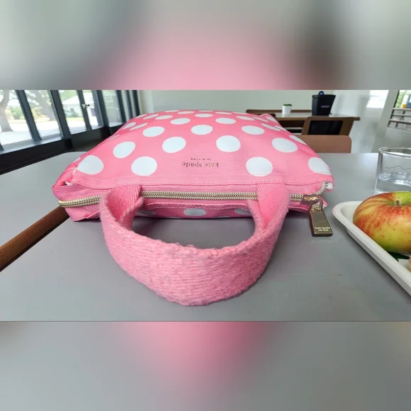 Kate Spade Pink & White Polka Dot Insulated Lunch Tote - Picture 5 of 12